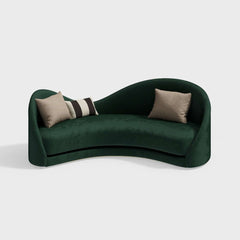 Elegant luxury green velvet upholstered sofa with solid wood frame 82.7 inches long