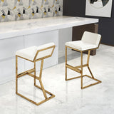White PU Leather Bar Stool & Counter Stool Gold Legs with Footrest
