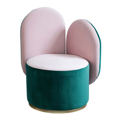 Green and pink velvet sidechair with gold base - stylish upholstered single chair