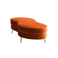 Luxurious gold leg bench upholstered in eye-catching orange velvet