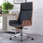 Faux Leather Office Chair with Wheels and Height Adjustment for Comfort