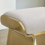 Upart Modern Beige Backless Vanity Stool Leathaire Upholstery Stainless Steel Frame