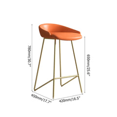 Elegant bar stool adorned with fashionable PU leather upholstery and shiny gold finish