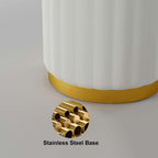 Chic Minimalist White Faux Leather Round Vanity Stool