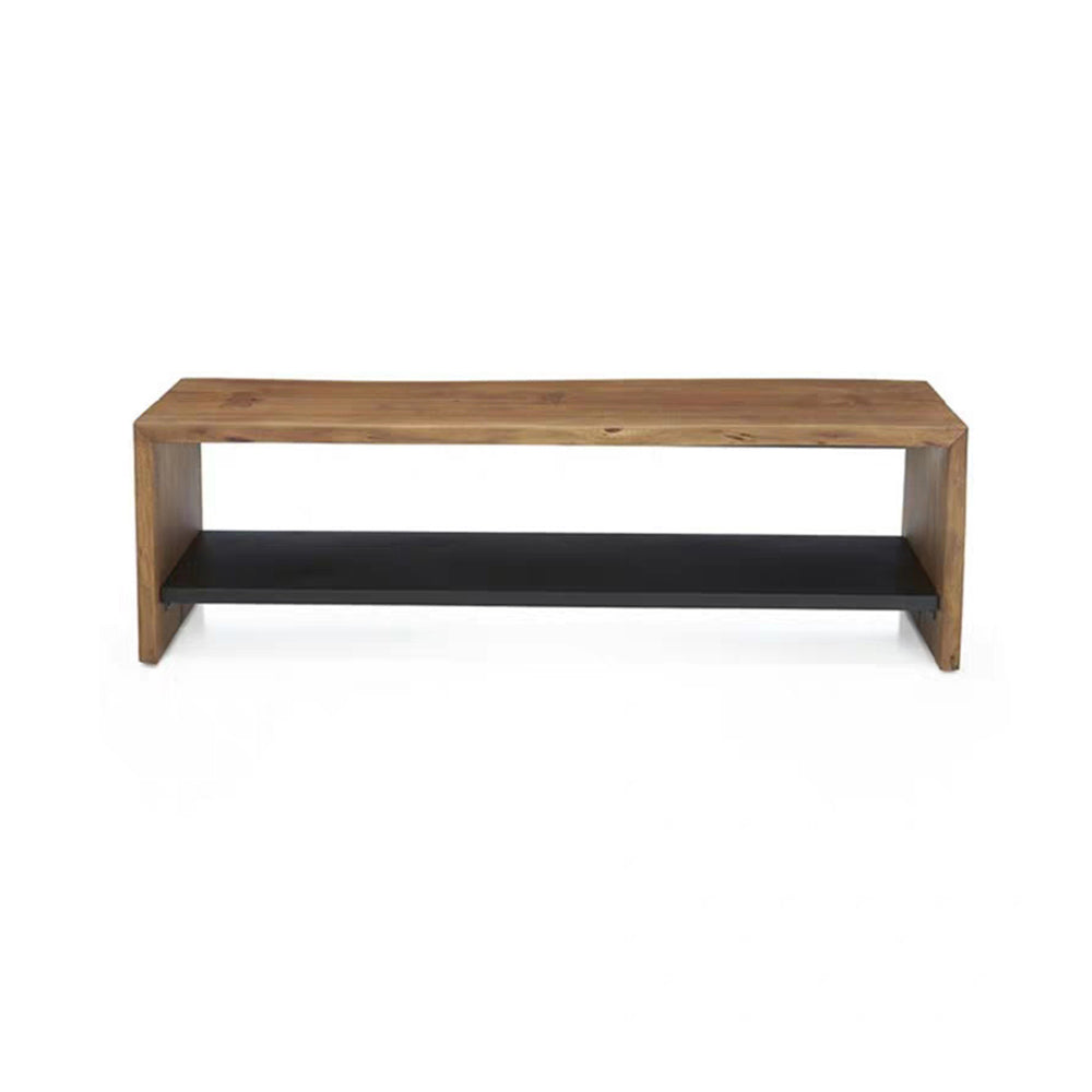 39" Rustic Wood Entryway Bench with Shoe Rack