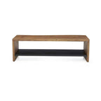 Rustic wooden entryway bench with shoe storage for home organization