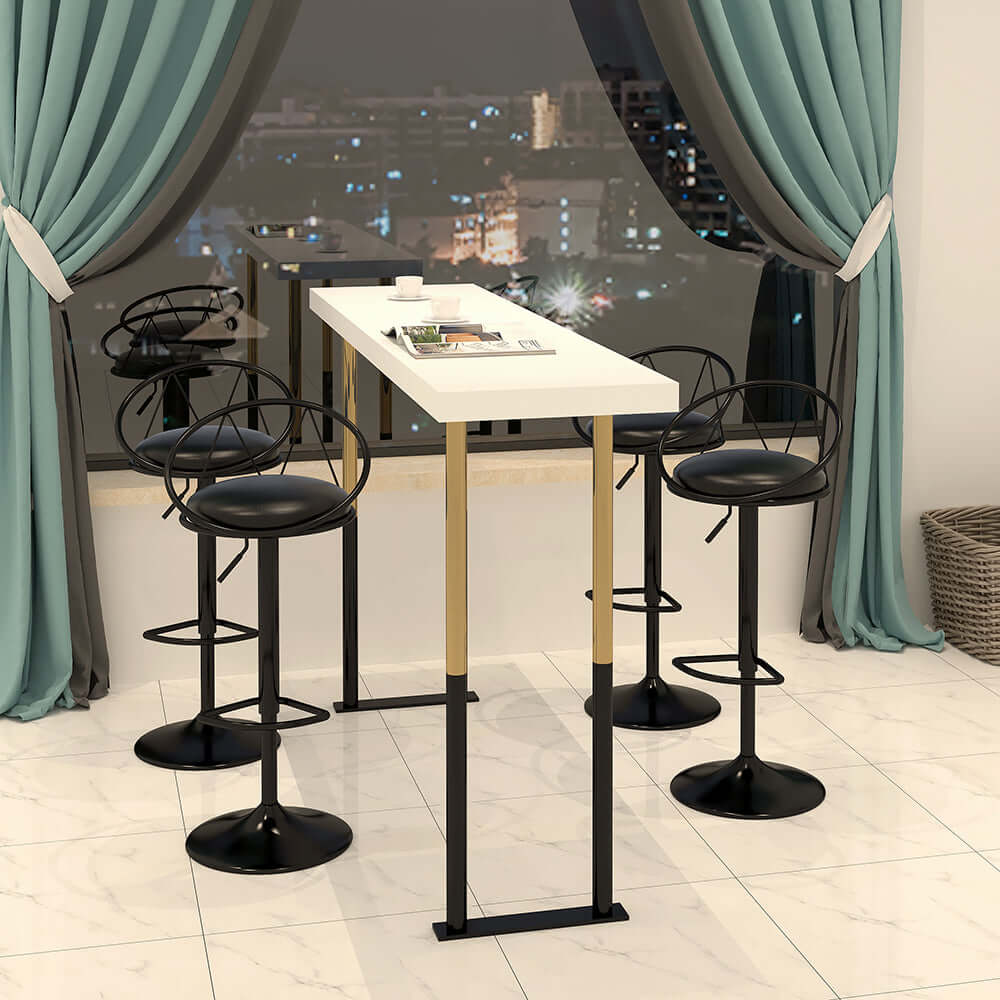 Moderner gepolsterter schwarzer Barhocker mit verstellbarer Höhe und Drehfunktion, Set von 2 Zweitbild