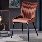 Dining Room Chair Set of 2 in Gray and Orange Upholstery