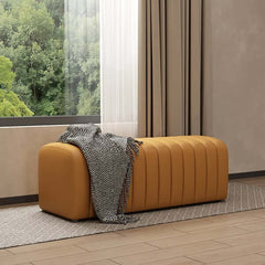 47.2'' sleek and modern orange leather bench for elegant entryway decor