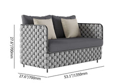 Modern 4Pcs Aluminum & Rope Outdoor Sofa Set with Faux Marble Coffee Table and Soft Cushion Pillow for Outdoor Living