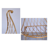 Modern Metal Dining Chair Hollow with PU Leather Cushion in Gold Finish Chair