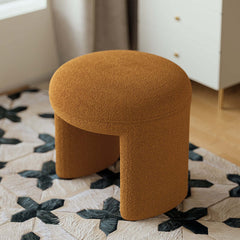 Modern Orange Boucle Vanity Stool Backless Makeup Accent Chair for Bedroom or Living Room Decor