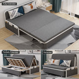72" Modern Deep Gray Cotton Linen Upholstered Convertible Sofa Bed with Storage