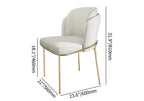 Comfortable white dining chair with stylish gold finish and cotton & linen upholstery