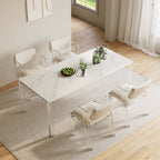 Contemporary acrylic white dining chair with arms to enhance your modern dining room decor