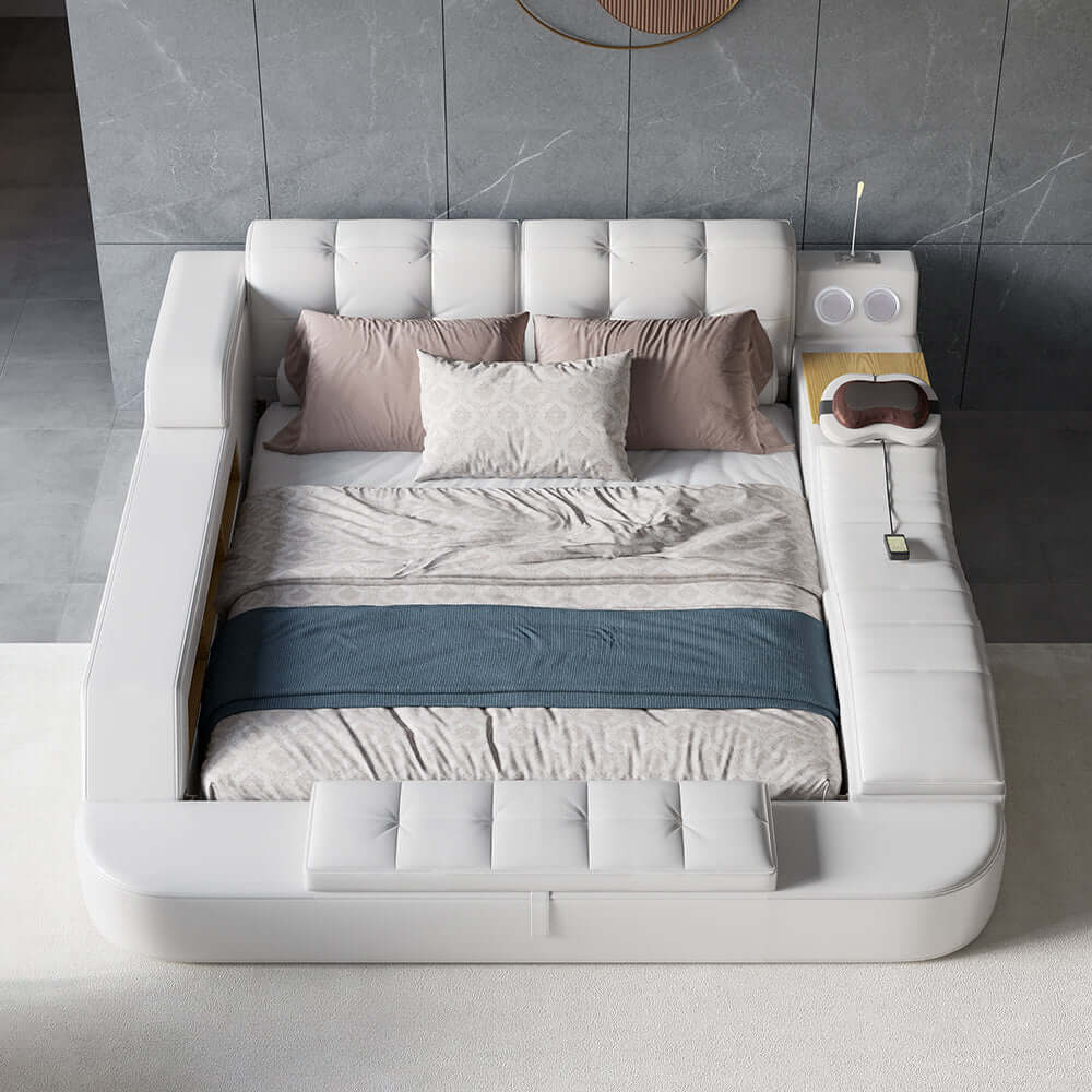 White King Bed with Relaxing Massage and Integrated Speaker