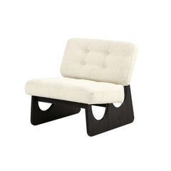 Chic boucle sherpa lounge chair featuring white and black accents and ash wood construction