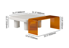 Chic Modern Living Room Furniture Set: Square Nesting Coffee Table & Acrylic Waterfall End Table