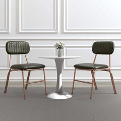 Set of 2 modern brown dining chairs with elegant faux leather upholstery and sturdy metal frame