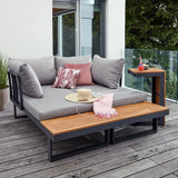 3Pieces Sectional Outdoor Sofa Set with Cushion Back and Side Table