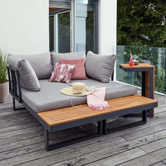 3-piece outdoor furniture with cushioned back and side table for stylish outdoor living