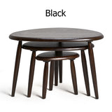 Set of 3 Black Coffee Table Solid Wood Accent Table