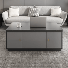 Contemporary gray 3-drawer TV stand and lift-top coffee table set