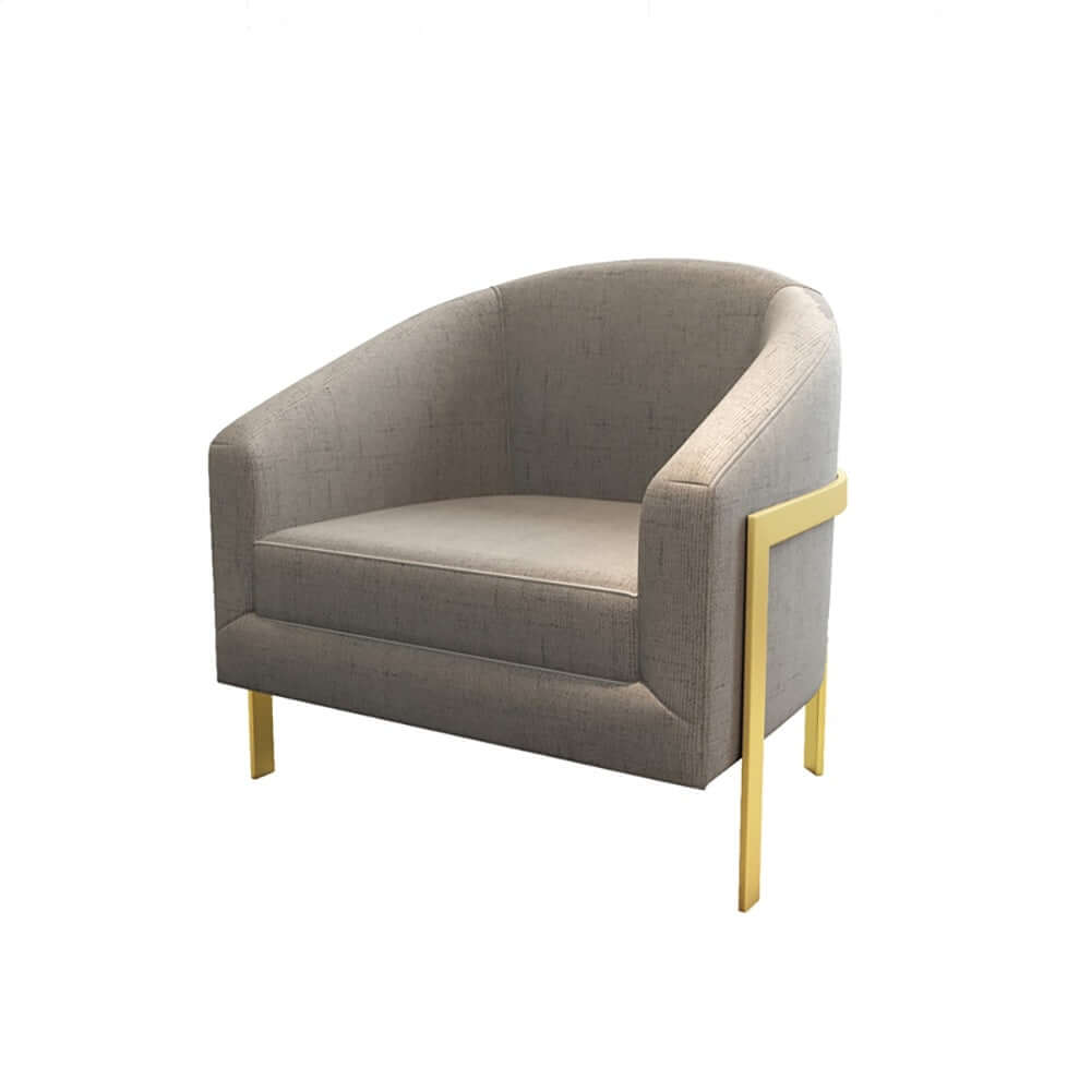 Gray Modern Accent Chair Cotton & Linen Upholstered Metal in Gold Secondary image