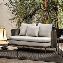 Rattan Patio Sofa 2Seater with Square Arm Cushion Back for Outdoor Comfort and Relaxation