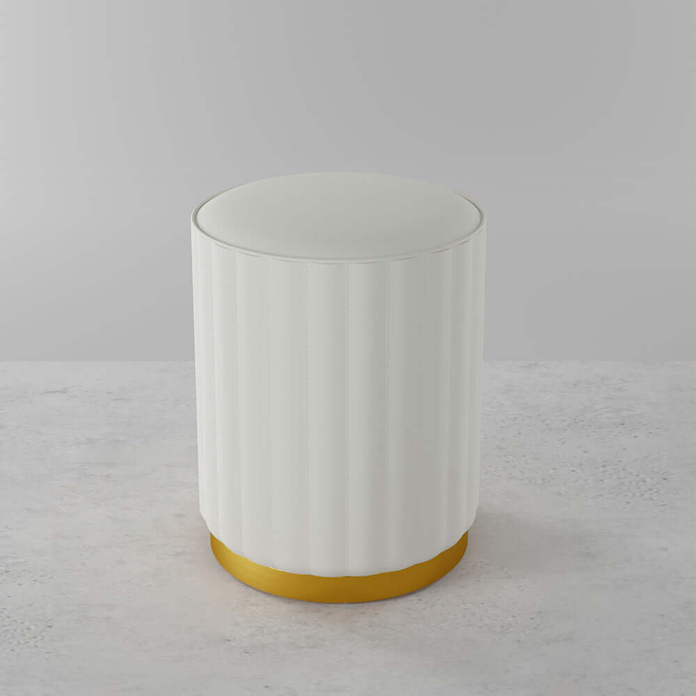 Sleek White PU Leather Backless Vanity Stool for Modern Decor