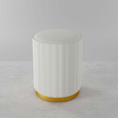 Sleek White PU Leather Backless Vanity Stool for Modern Decor