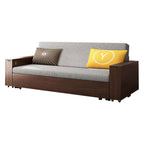Elegant linen convertible sofa bed with 85 inch full sleeper sofa and foldable dining table