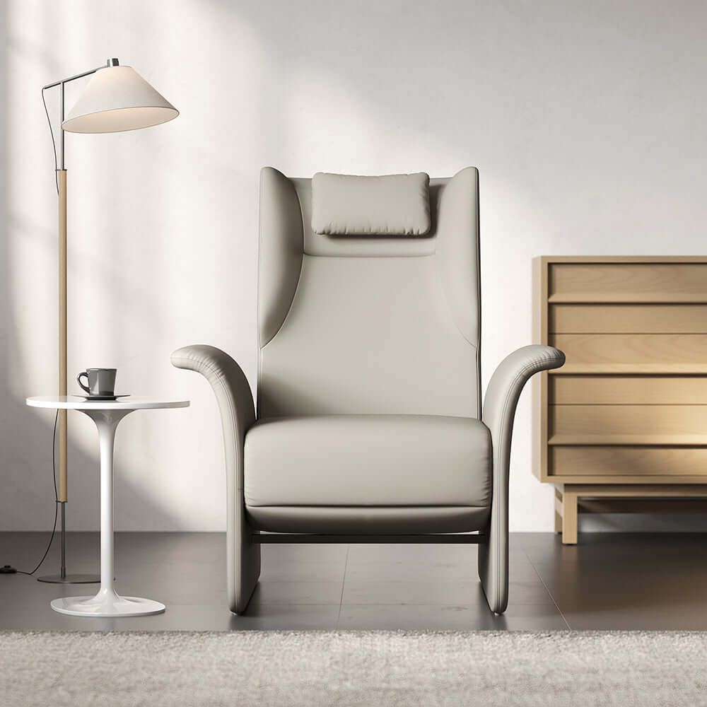Sleek and modern recliner armchair with adjustable backrest for home relaxation