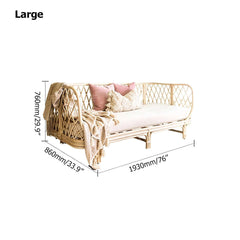 Comfortable Cotton & Linen Upholstered Sofa with Natural Rattan Frame