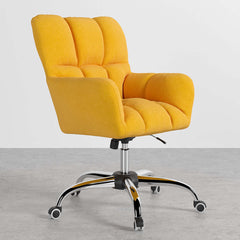 Elegant and practical office chair with swivel and height adjustment, upholstered in cotton and linen fabric