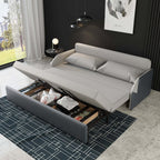 Modern gray convertible storage full sleeper sofa leathaire upholstery for contemporary living room furniture