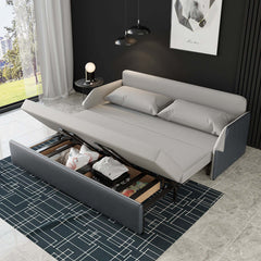Modern gray convertible storage full sleeper sofa leathaire upholstery for contemporary living room furniture