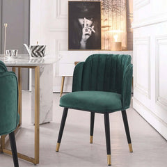 Elegant Green Velvet Dining Chairs for Dining Room, Comfortable Armchair Set of 2