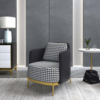 Black and gray modern accent chair with linen upholstery for living room