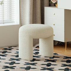 Stylish and Comfortable Modern Orange Boucle Vanity Stool Backless Makeup Accent Chair