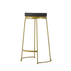 Elegant black bar height stools upholstered in high-quality PU leather with comfortable round seats