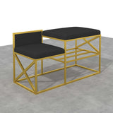 Modern PU Leather Upholstered Entryway Bench White with Gold Legs