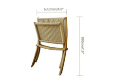 Rustic Foldable Recliner Chair with Ash Wood Frame and Hemp Rope Back and Seat in Natural Finish