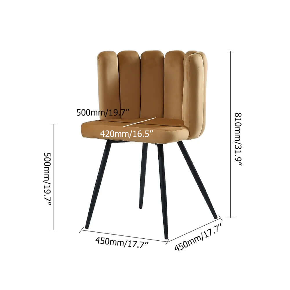 Trendy Upholstered Dining Chair in Black Velvet with Modern Sleek Legs Design