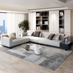 Modern L-Shaped Sectional Sofa with Side Storage in Cotton & Linen Fabric for Living Room