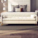 47.2" White Faux Leather Upholstery Tufted Bench Ottoman Gold Leg Entryway Bedroom