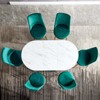 Luxurious high back upholstered dining chairs with gold legs - set of 2