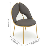 Modern Dining Chair PU Leather Upholstered Stainless Steel Gold Finish Chair Set of 2