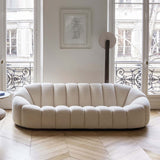 83" Modern Oval Boucle White Upholstered 3Seater Sofa