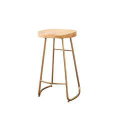 Trendy Modern Nature 29.5 inch Pine Wood and Metal Bar Stool with Gold Leg for Stylish Home Bar